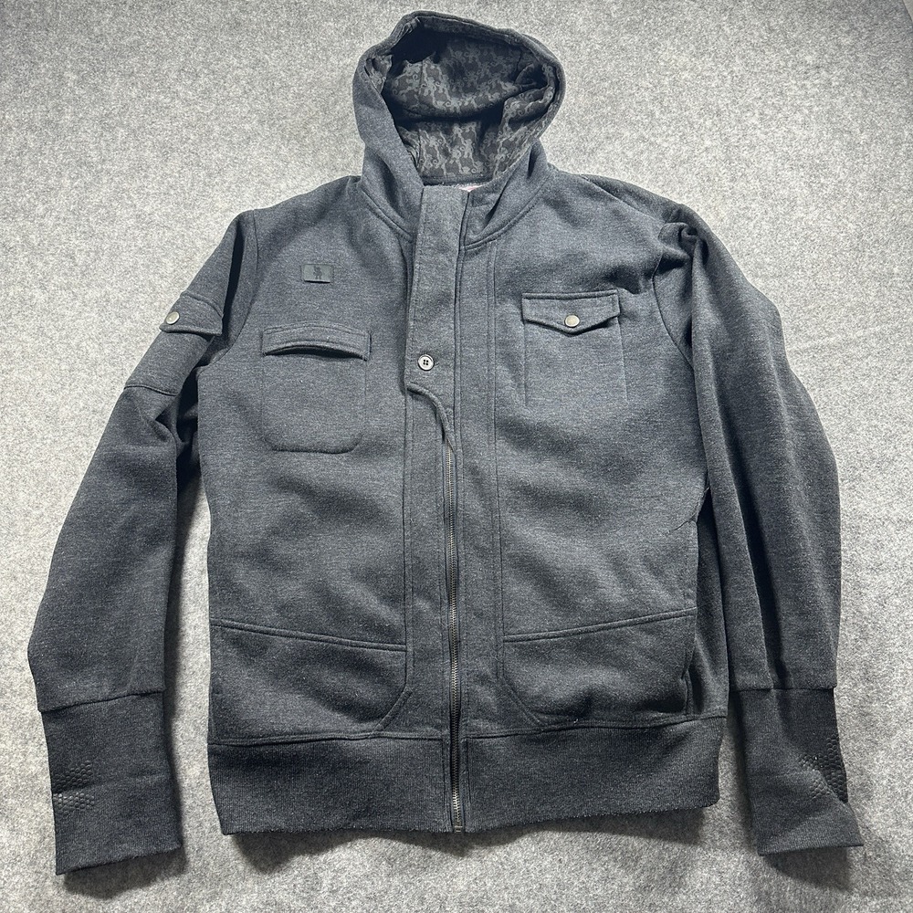 The‎ Drinking Jacket Full Zip Hoodie Mens Medium Gray Bottle Opener Zipper Pull